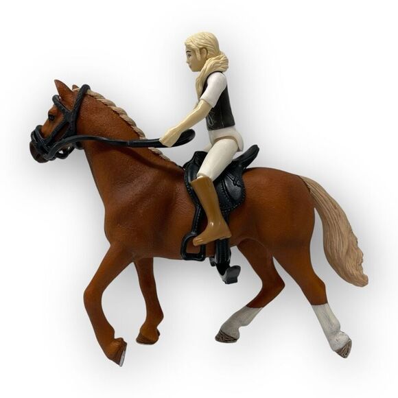 Scleich Horse Lot of 2 & 1 Rider Brown & Gray Speckled Mare Jointed Female Rider - Picture 3 of 7
